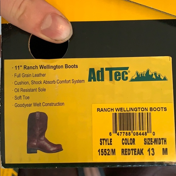 AdTec 11” Ranch Wellington Brown Boots Size 13 New - Picture 7 of 7